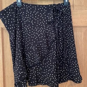 black polka dot adjustable wrap around skirt